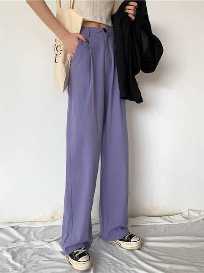 90'S HIGH WAIST LOOSE PANTS purple / M