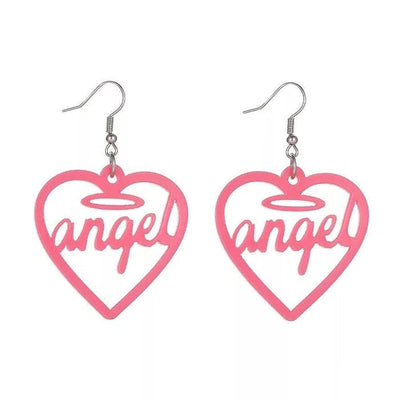 Angel Heart Earrings Standart / Pink
