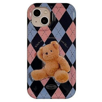 Argyle Bear PopSocket iPhone Case
