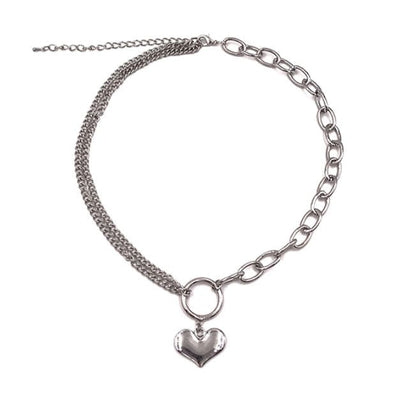 Asymmetric Heart Necklace Standart / Silver