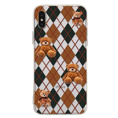 Bear Argyle Pattern iPhone Case iPhone 7 / Brown/black