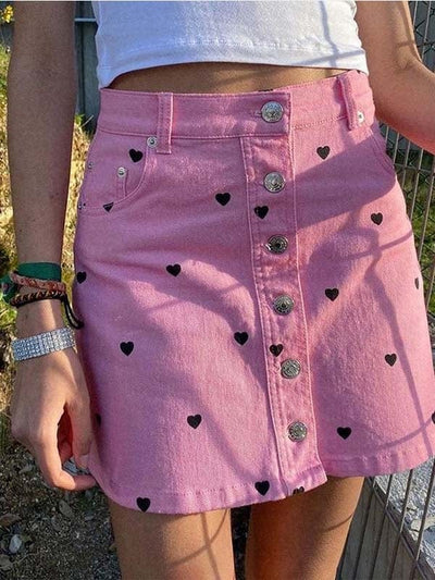 Black Skirt With Pink Hearts