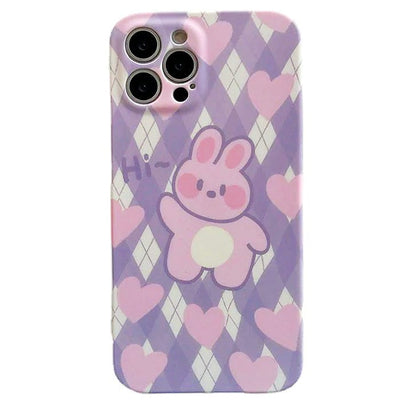 Bunny Lilac Argyle iPhone Case