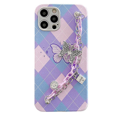 Butterfly Chain Argyle iPhone Case