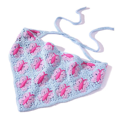 Butterfly Crochet Hair Scarf Standart / Blue/pink