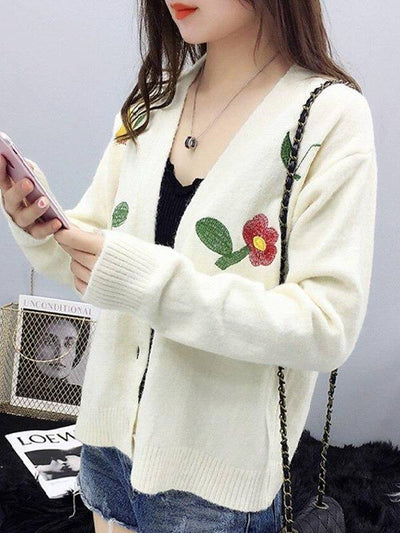 BUTTONED-UP FLOWER CARDIGAN