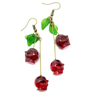 Cherry Skulls Earrings Standart / Red