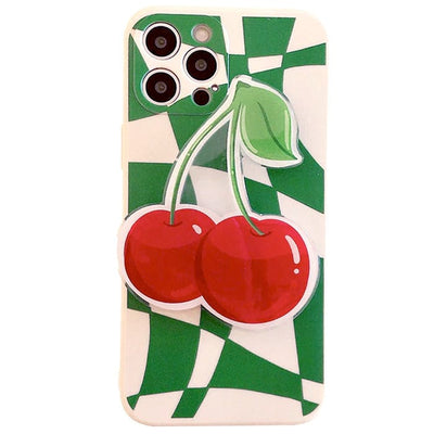 Cherry Wavy Checker iPhone Case