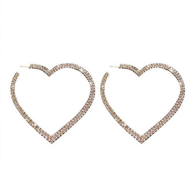 Crystal Heart Hoop Earrings Standart / Silver