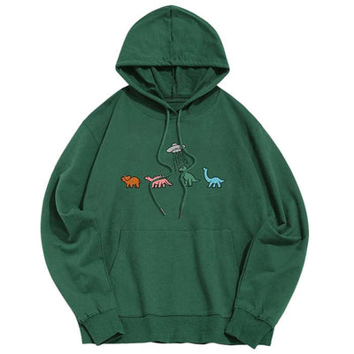 Dino Embroidery Hoodie S / Green