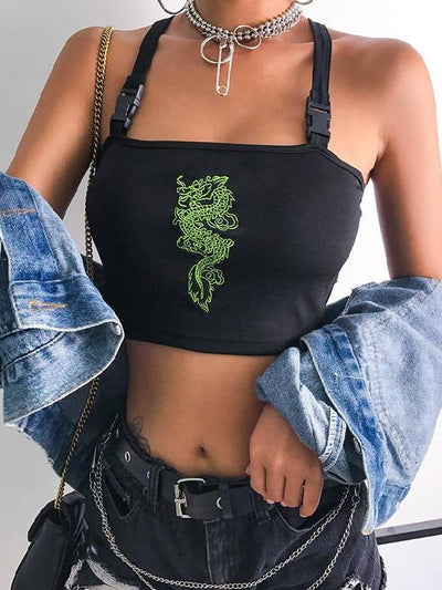 DRAGON EMBROIDERED BUCKLE CAMISOLE