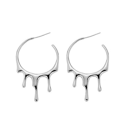 Drop Aesthetic Hoop Earrings Standart / Silver