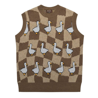 Duck Knitted Vest M / Brown