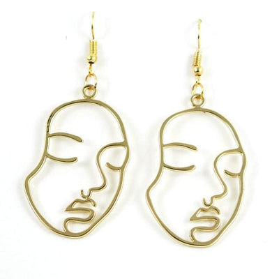 Face Outline Drop Earrings Standart / Gold