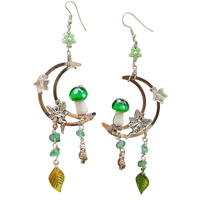 Forest Fairy Mushrooms Earrings Standart / Green