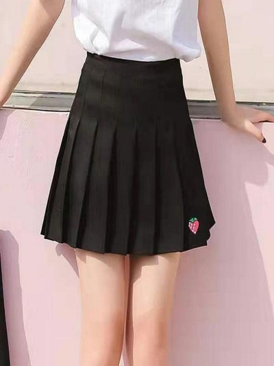 GOTHIC ROSE EMBROIDERED PLEATED MINI SKIRT
