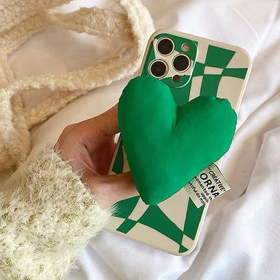 Green Heart Checkered iPhone Case