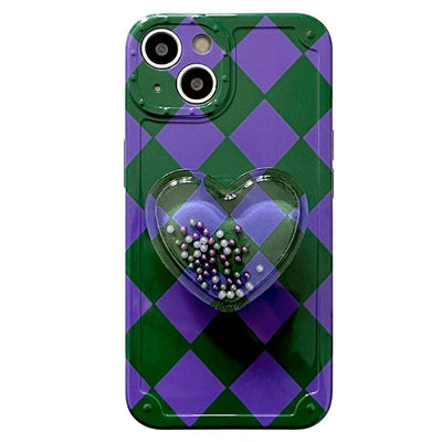 Grunge Argyle Heart iPhone Case