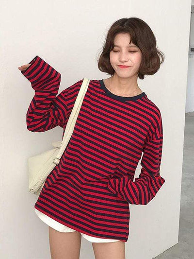 LONG SLEEVE T-SHIRT STRIPED Red