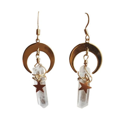 Moon Quartz Crystal Earrings Standart / Gold