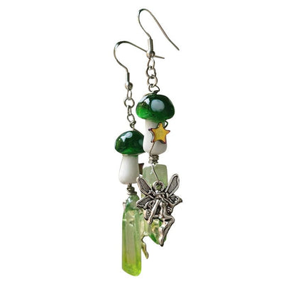 Mushroom Fairy Crystal Earrings Standart / Green