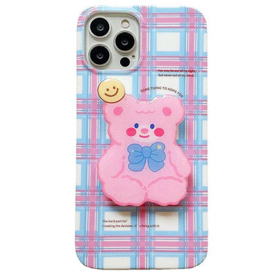 Pastel Bear Plaid iPhone Case