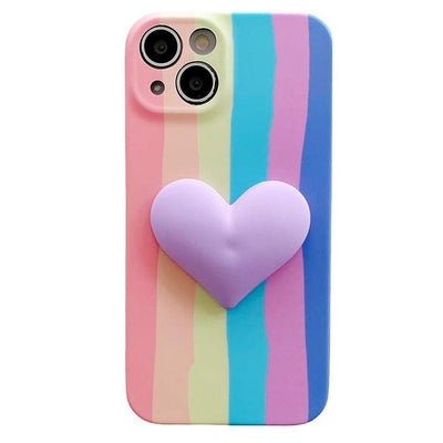 Pastel Rainbow Stripes iPhone Case iPhone 7 / Purple Heart