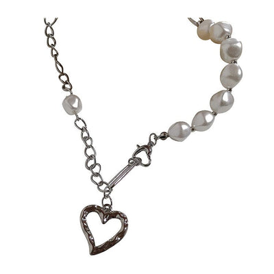 Pearl Asymmetric Heart Necklace