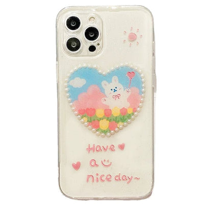 Pearl Heart Bunny iPhone Case