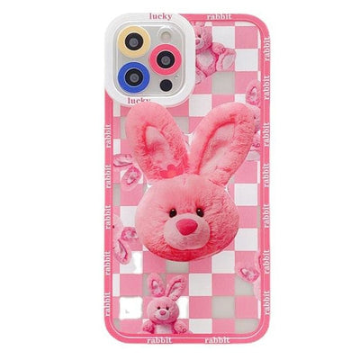 Pink Bunny Checkered iPhone Case