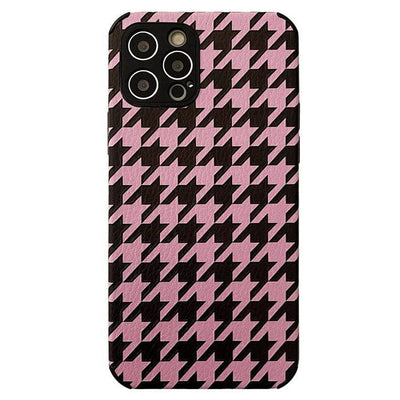 Pink Houndstooth Print iPhone Case