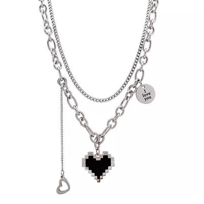 Pixel Heart Necklace Standart / Silver