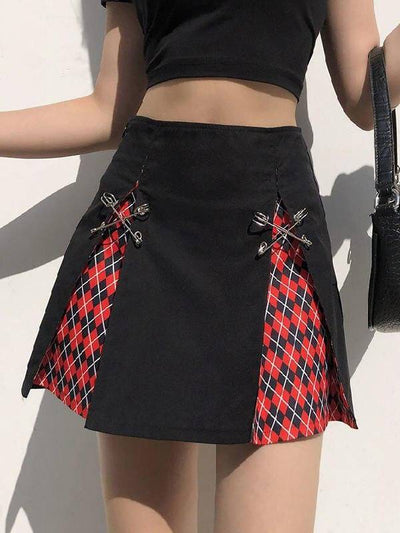PLAID AND SAFETY PINS SKIRT