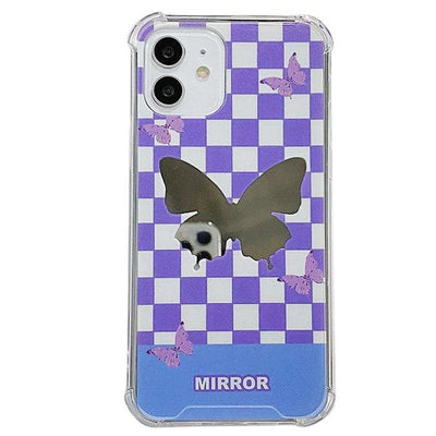 Plaid Butterfly Mirror iPhone Case