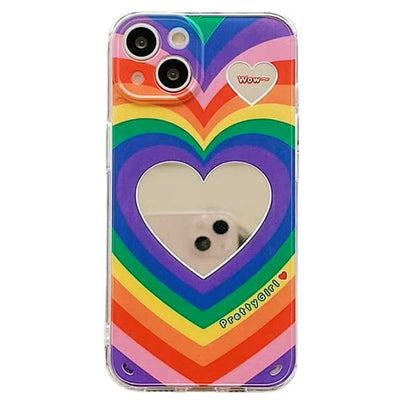 Rainbow Heart Mirror iPhone Case