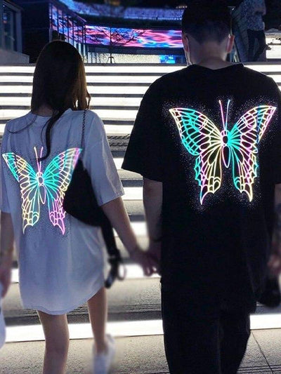 REFLECTIVE BUTTERFLY OVER-SIZED UNISEX T-SHIRT