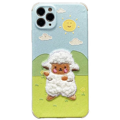 Sheep Embroidery iPhone Case