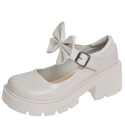 Skippin' School Platform Sandals EU34 (US4.0) / With bow / White
