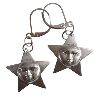 Star Face Earrings Standart / Silver