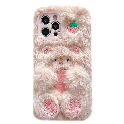 Strawberry Bear Fluffy iPhone Case