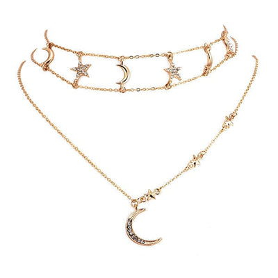 Sun & Moon Choker Necklace Standart / Gold