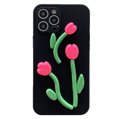 Tulip Black iPhone Case