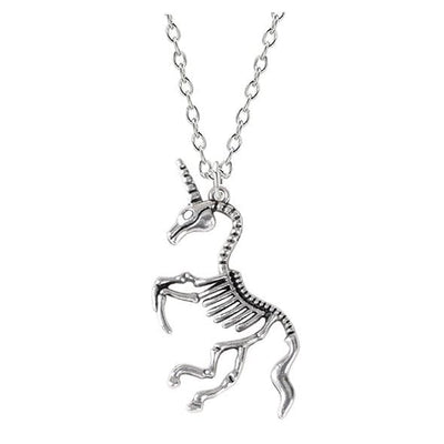 Unicorn Skeleton Pendant Necklace Standart / Silver