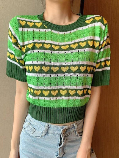 VINTAGE GREEN CROPPED SWEATER