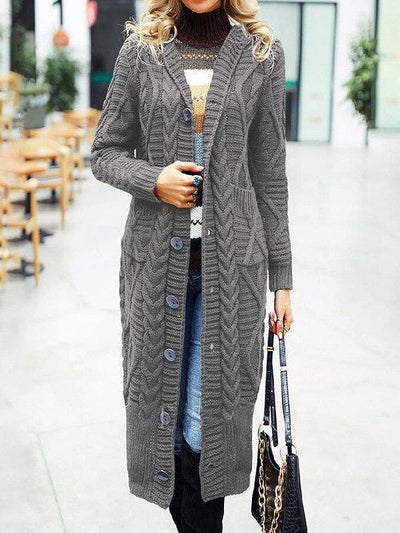 WOOL SOLID COLOR CARDIGAN LONG OVERSIZED COAT