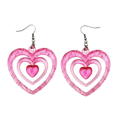 Y2K Aesthetic Heart Earrings Standart / Pink