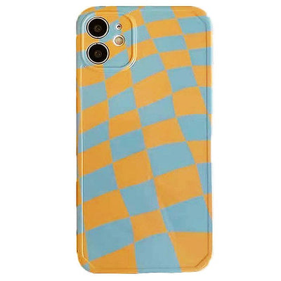 Yellow Blue Checker iPhone Case